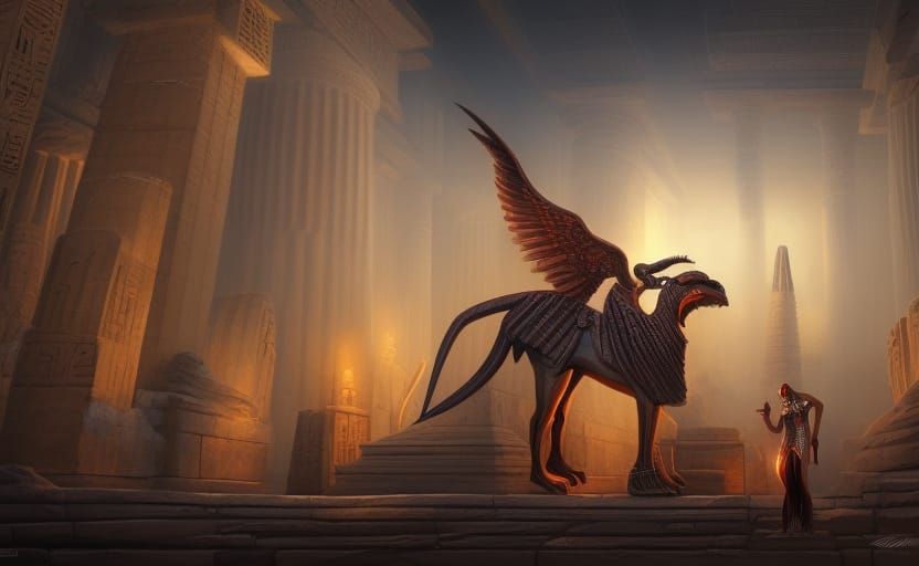 Evil Egyptian Attacks Temple in Hyper-Realistic Digital Art
