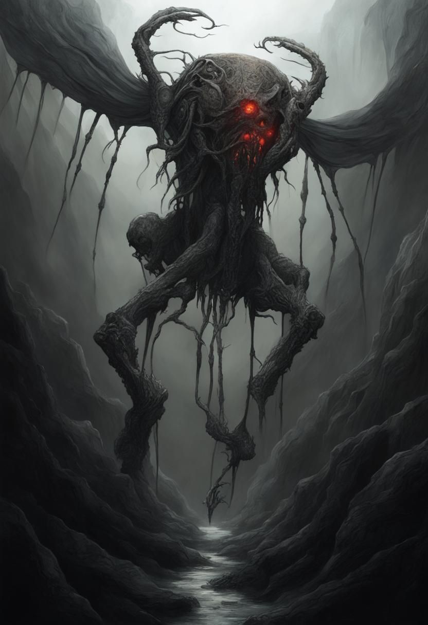 Dystopian Insect with Blood Vessels in Surreal Style