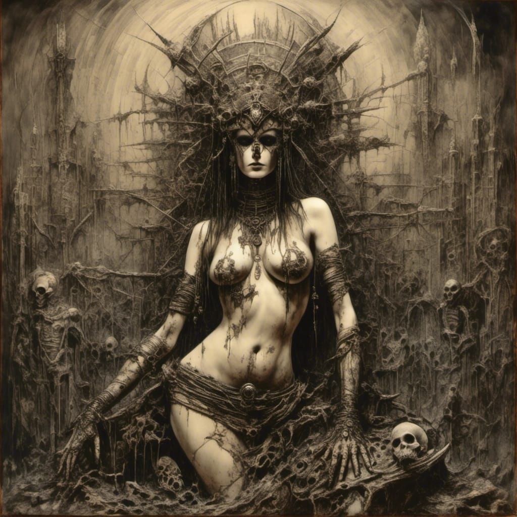 Lamashtu: Mesopotamian Goddess-Demoness in Horror Style