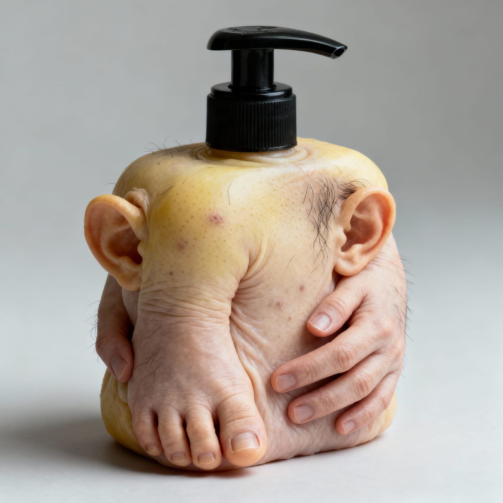 Realistic Soap Dispenser Made of Human Skin