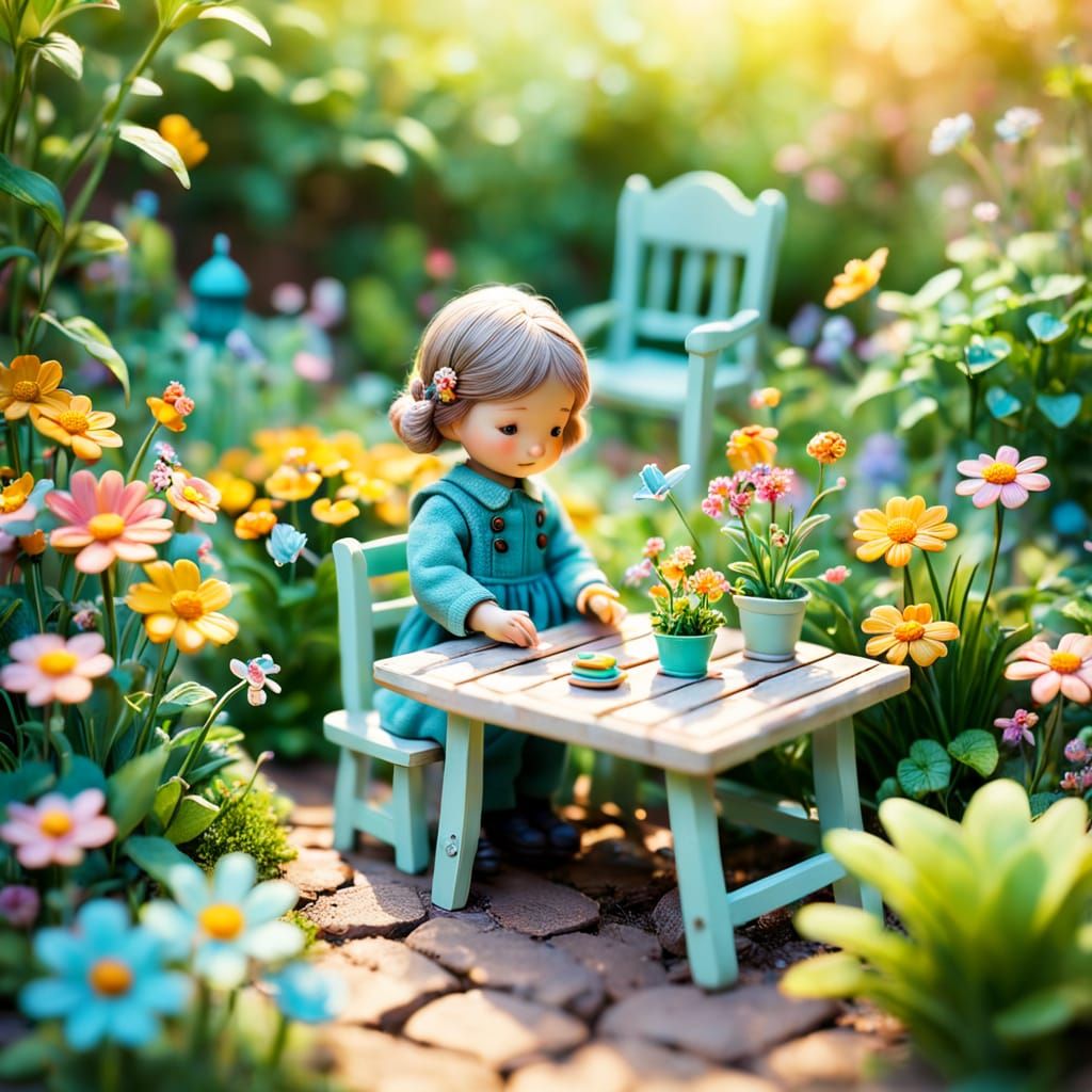 Whimsical Miniature Garden with Child Photography