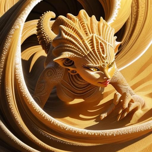 Sand Creature Dissolving into Swirl of Sand