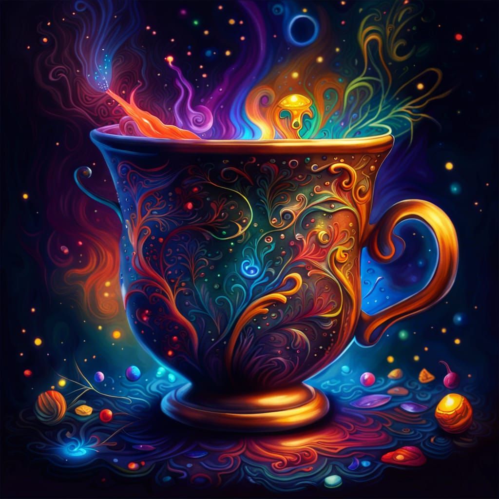 Cup of Wonders in Fantasy Oil Painting Style