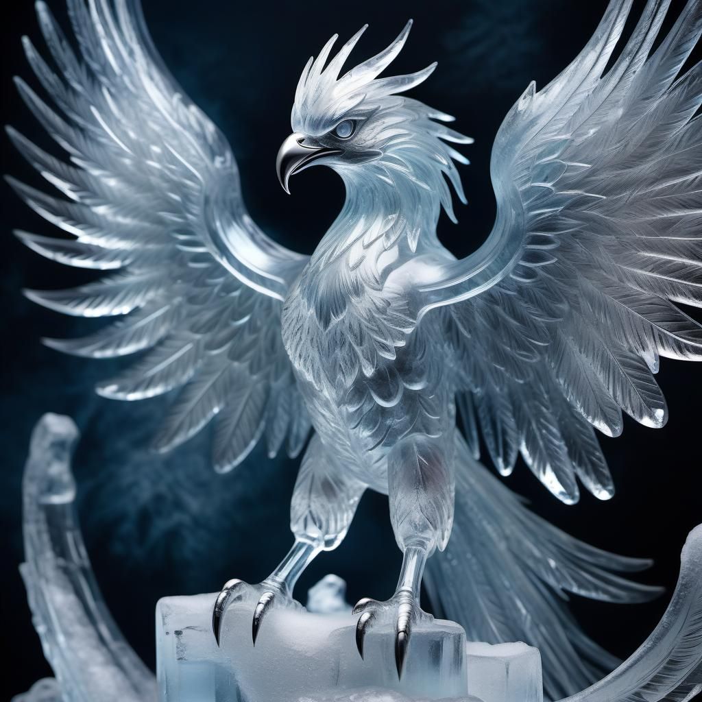 Soaring Phoenix: Detailed Ice Sculpture in HDR
