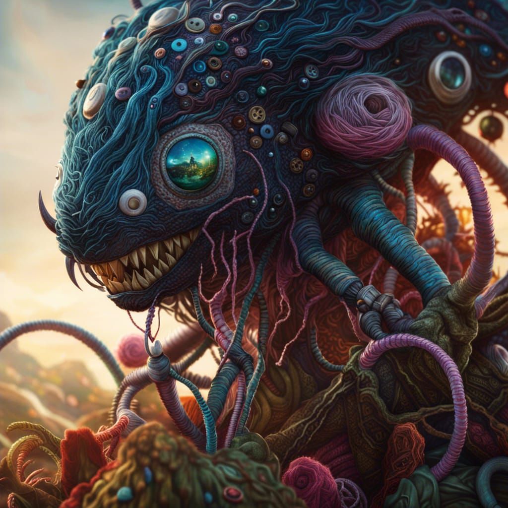 Yarn Monster in Fantasycore Digital Art Style