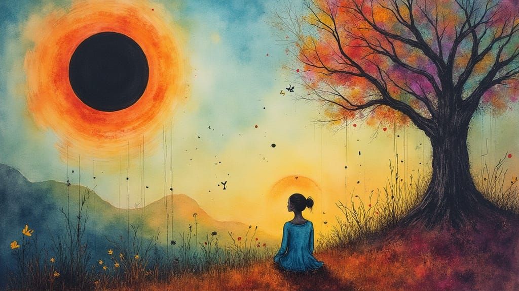 Surreal Daytime Eclipse in Vibrant Colors