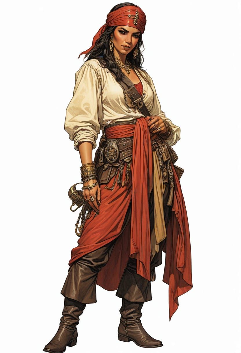 Female Arabian Pirate in 18th Century Attire