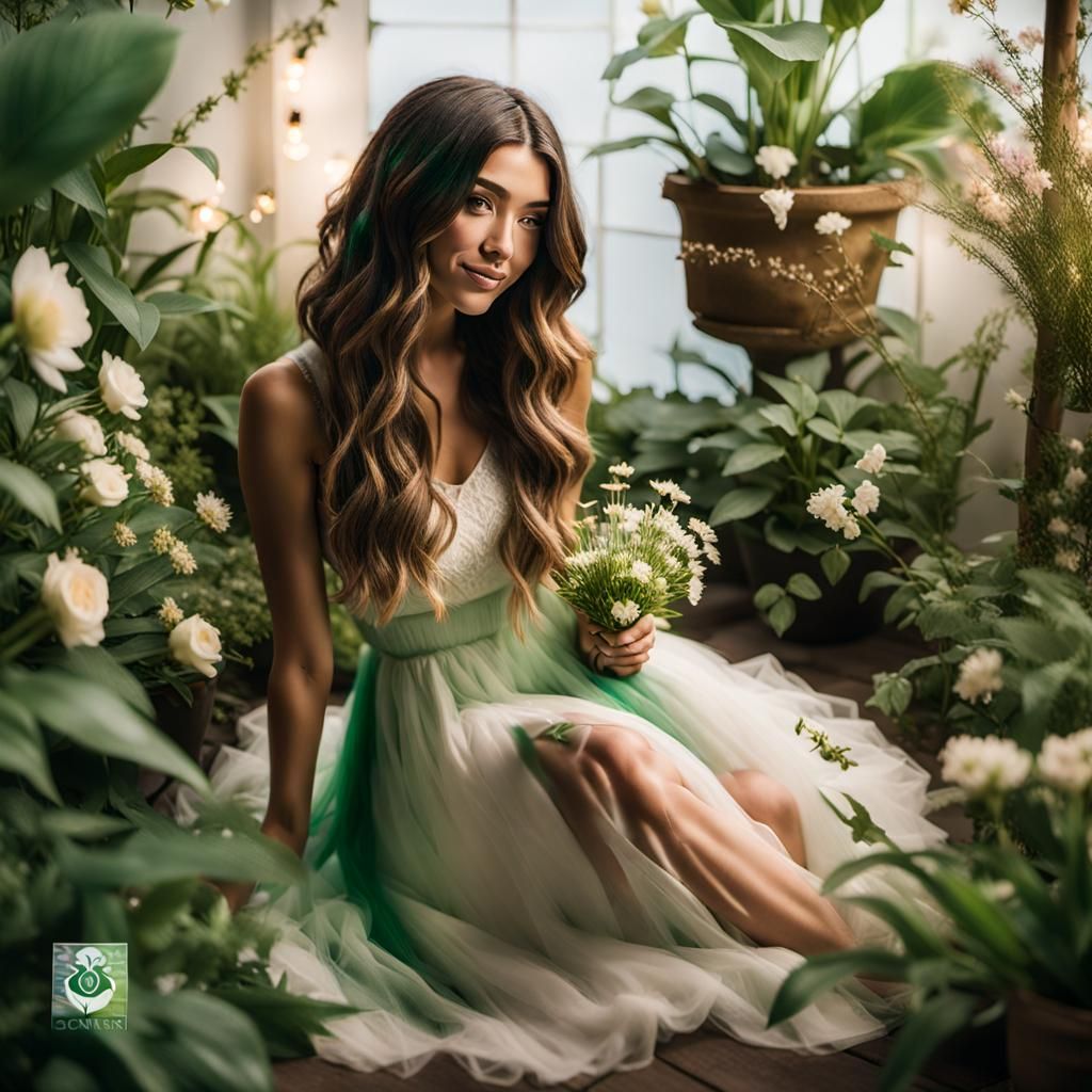Girl with Ombré Hair in Garden House Portrait