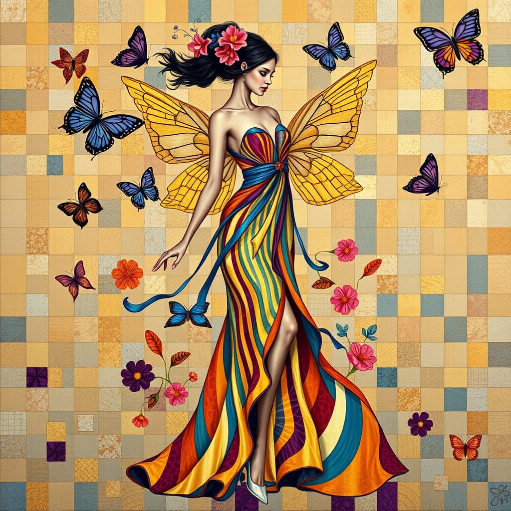 Fantasy Goddess in Geometric Abstraction