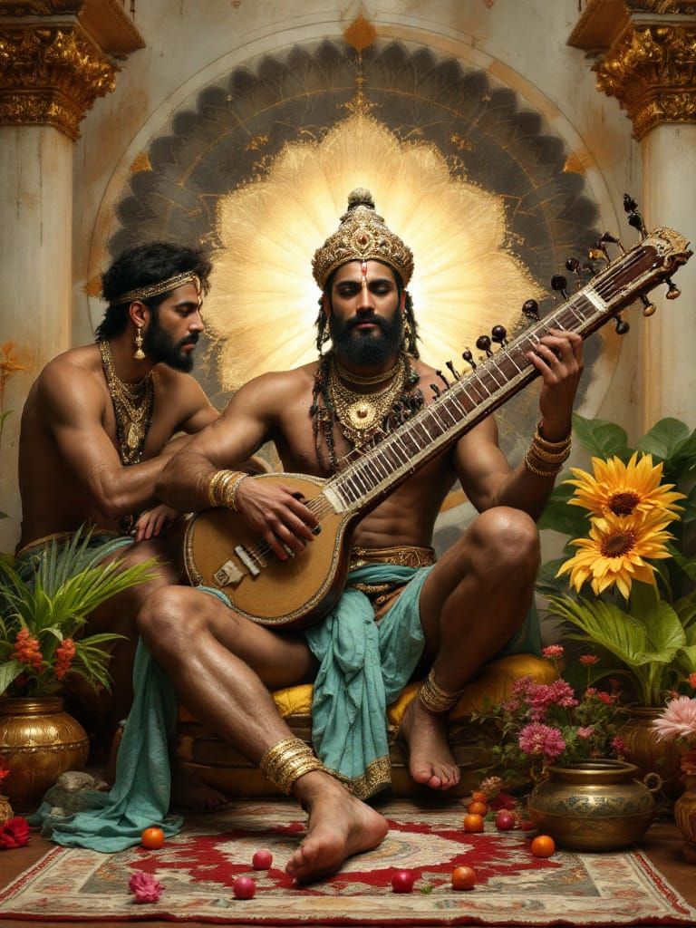 Kamalnath Lord of the Lotus Playing Sitar with Friends