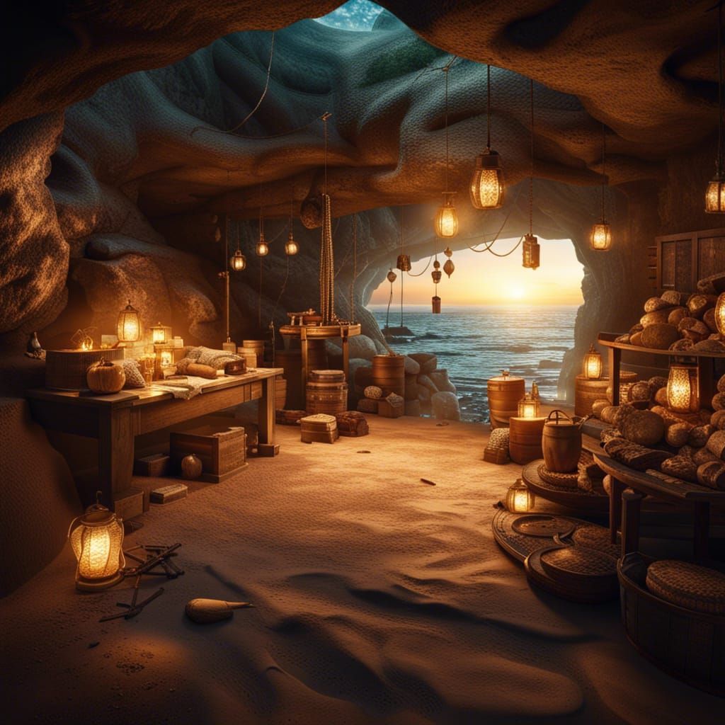 Pirate Treasure Grotto with Golden Galleon