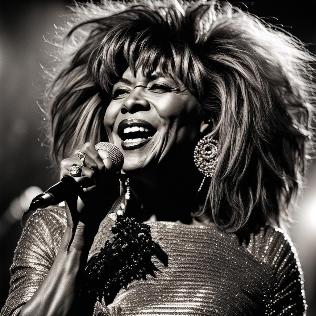 Hyperrealistic Image of Tina Turner in Sharp Focus