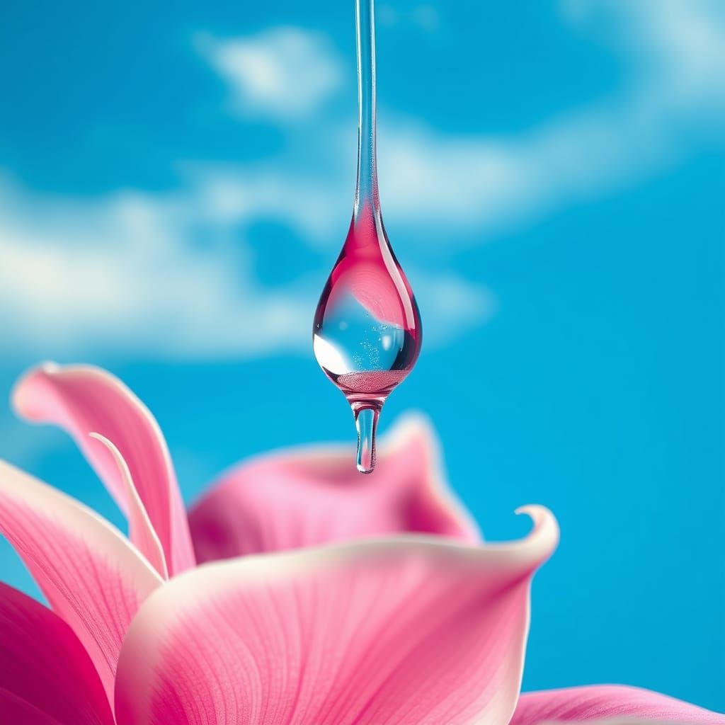 Delicate Water Droplet Falls on Georgia O'Keeffe-Inspired Fl...