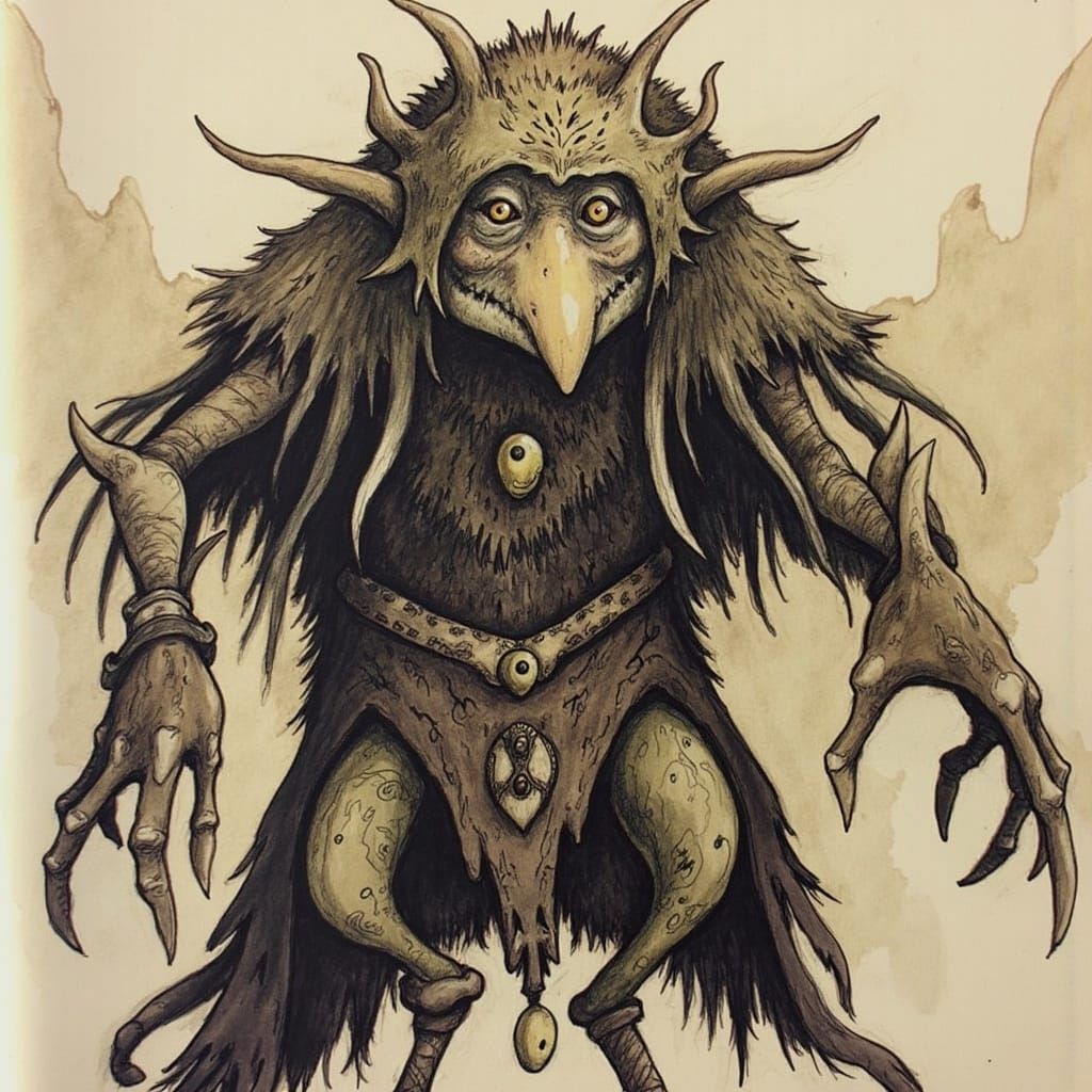 Fearsome Avian Creature in Opulent Dark Fantasy Style