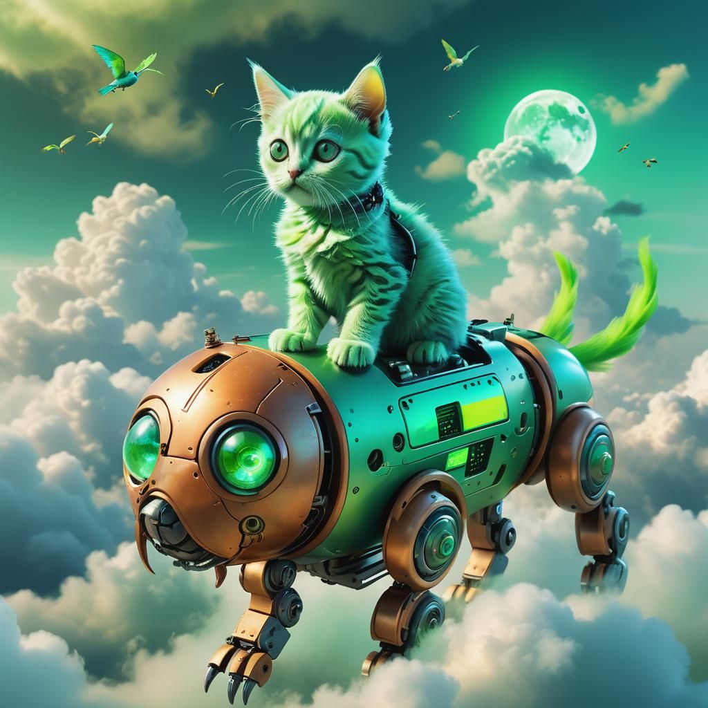 Surreal Hybrid Creature in Dreamlike Cloudscape