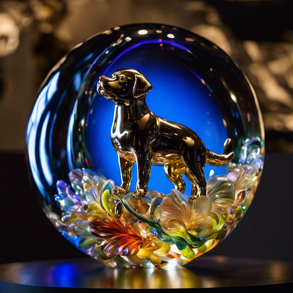 Glass-Blown Puppy Sculpture in Sphere