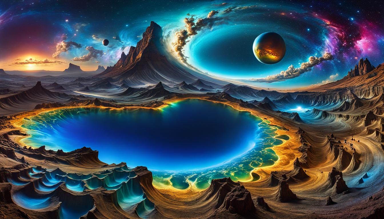 Cosmic Hourglass in Surreal Expressionist Style