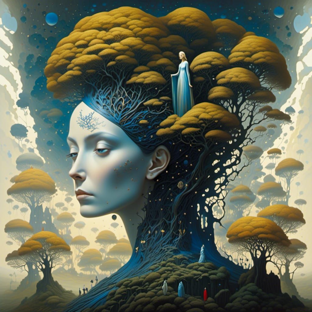 Blonde Huntress Chasing Spectral Rabbit in Mystical Forest