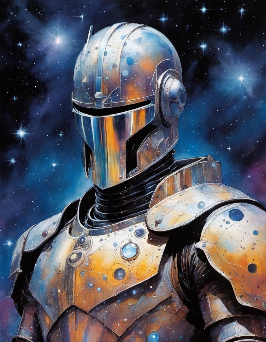 Dichroic Galaxy Knight in Detailed Armor