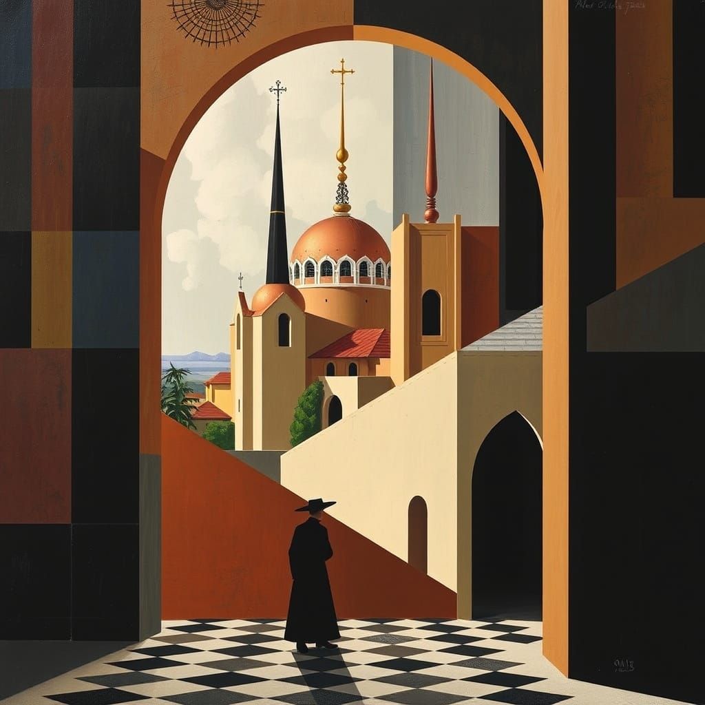 Cubist Artwork in Blue and Yellow Hues
