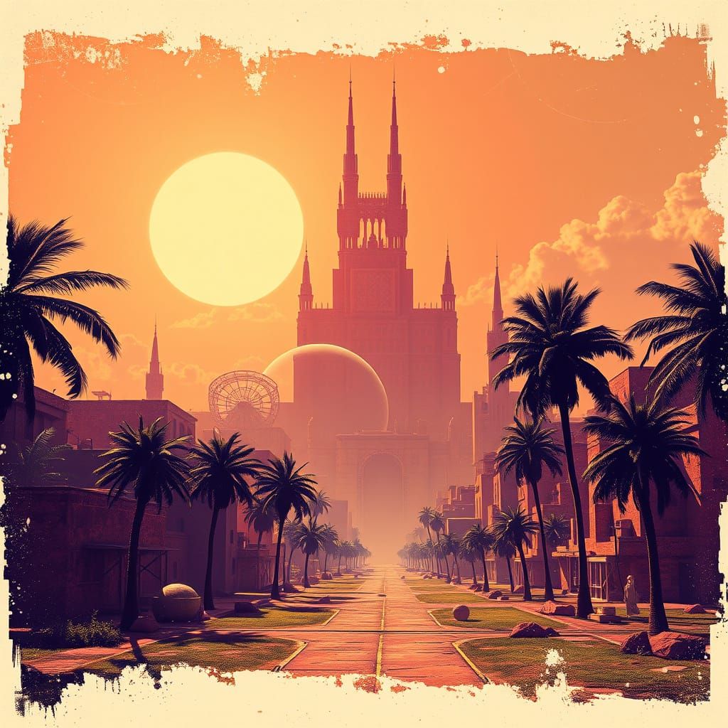 Grunge Cityscape in Futuristic African Metropolis