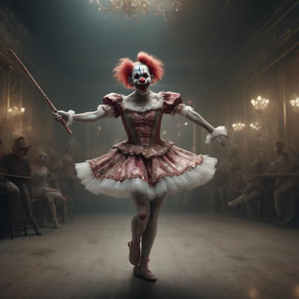 Zombie Monkey Clown Ballerina in Digital Matte Painting