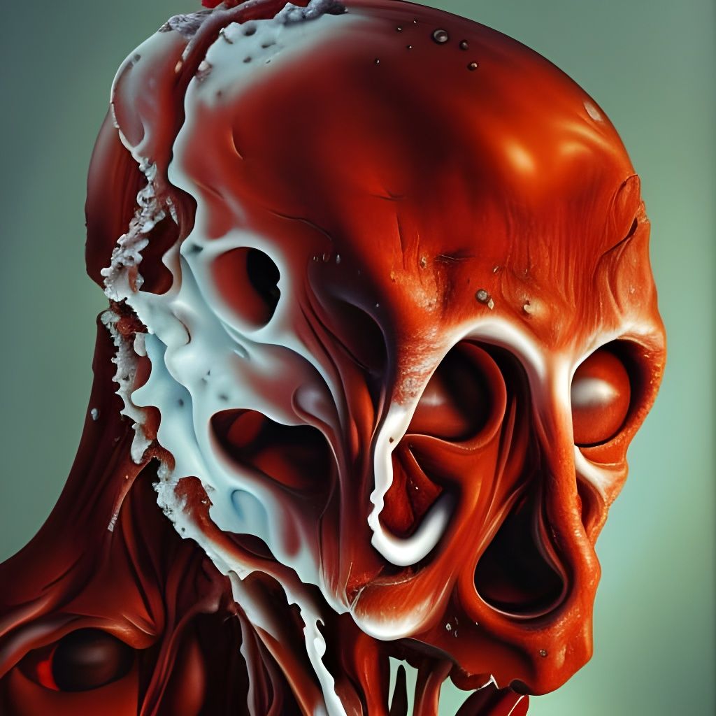 Melting Face in Hyperrealistic Romantic Oil Painting