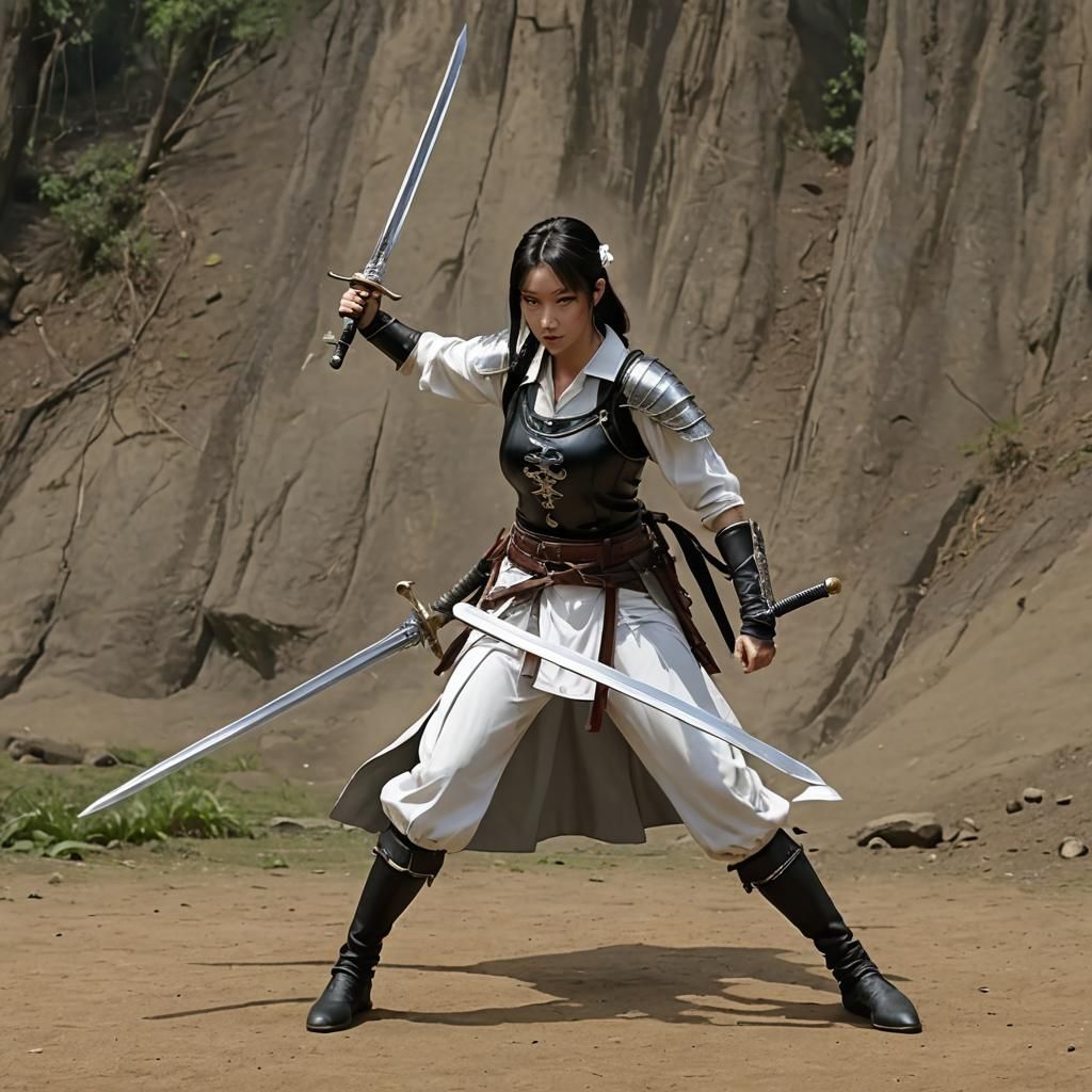 Mysterious Geisha Sword Training in HD