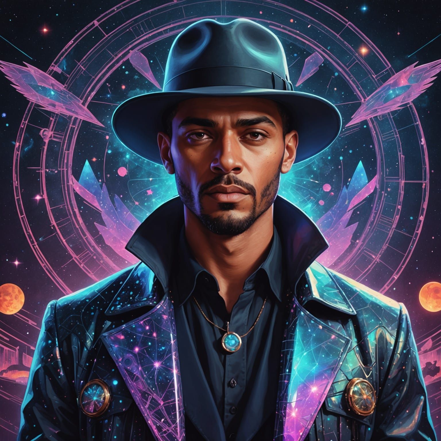 Holographic Gangster: Astral Cosmic Illustration
