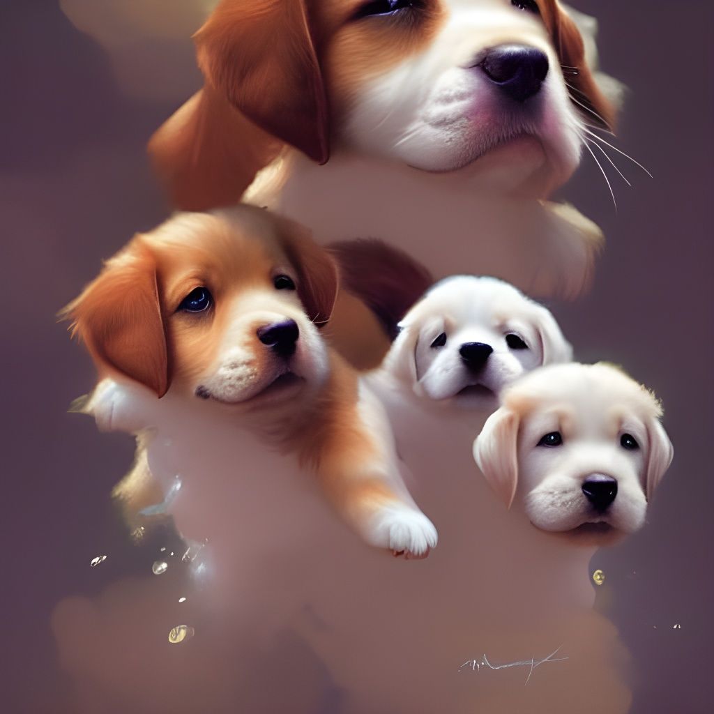 Cute Puppies Play in a Happy Heaven