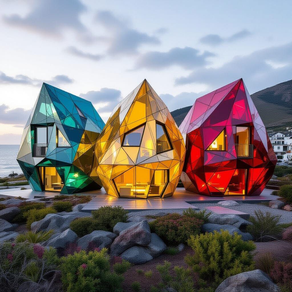 Vibrant Gemstone Houses in Bold Colors