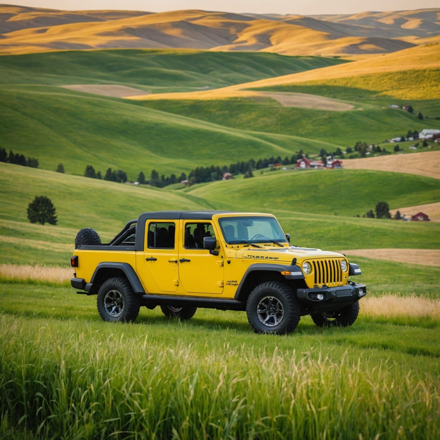 Jeep Gladiator with Donkey in Palouse Hills