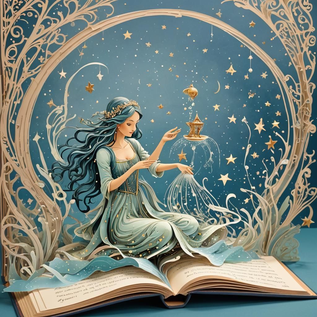 Pop-up Zodiac Book — Aquarius the Water-Bearer Pages