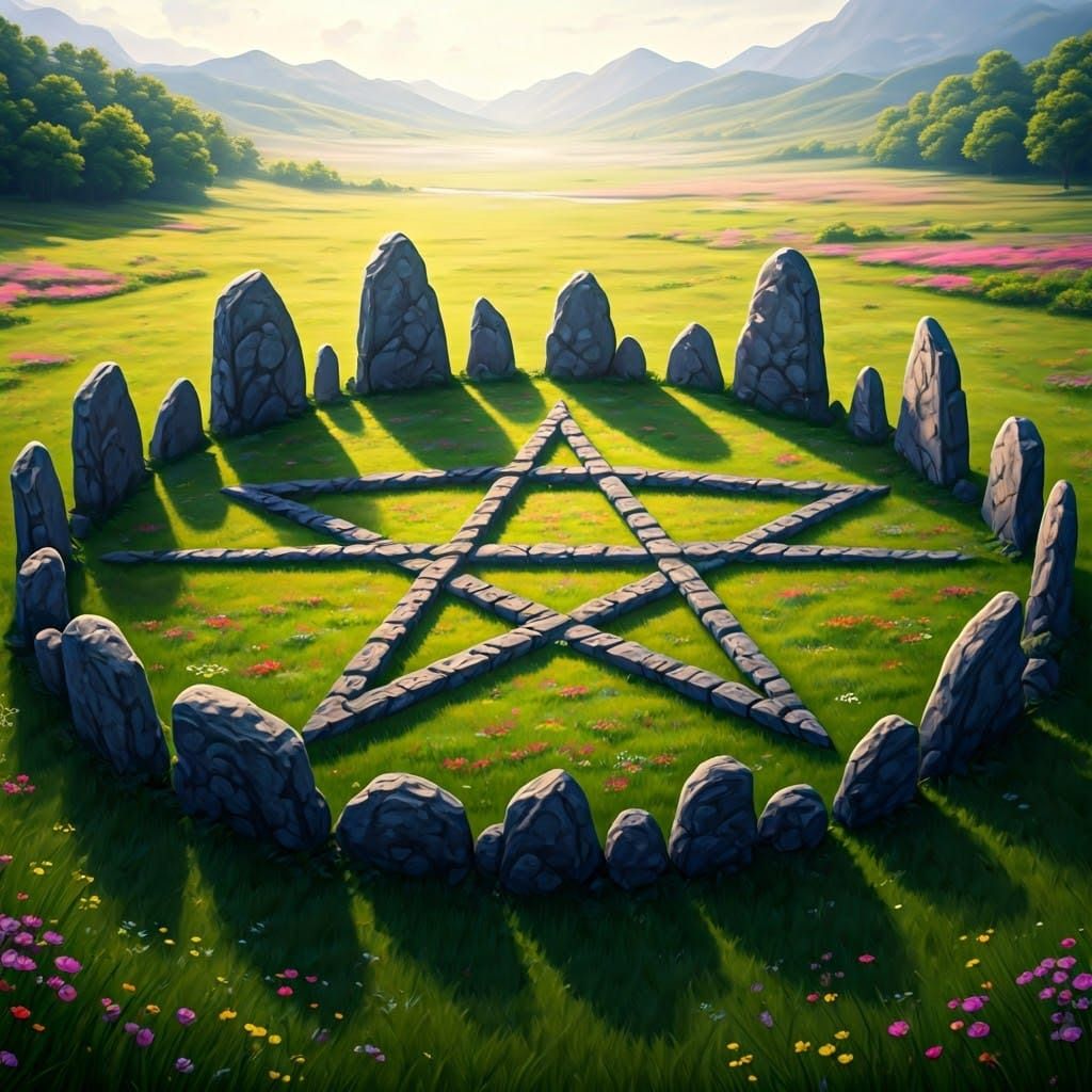 Mystical Stone Circle in Idyllic Landscape