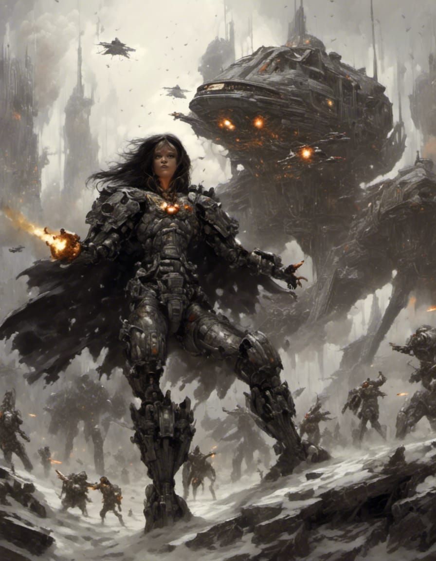 Klingon Space Battle in John Berkey Style