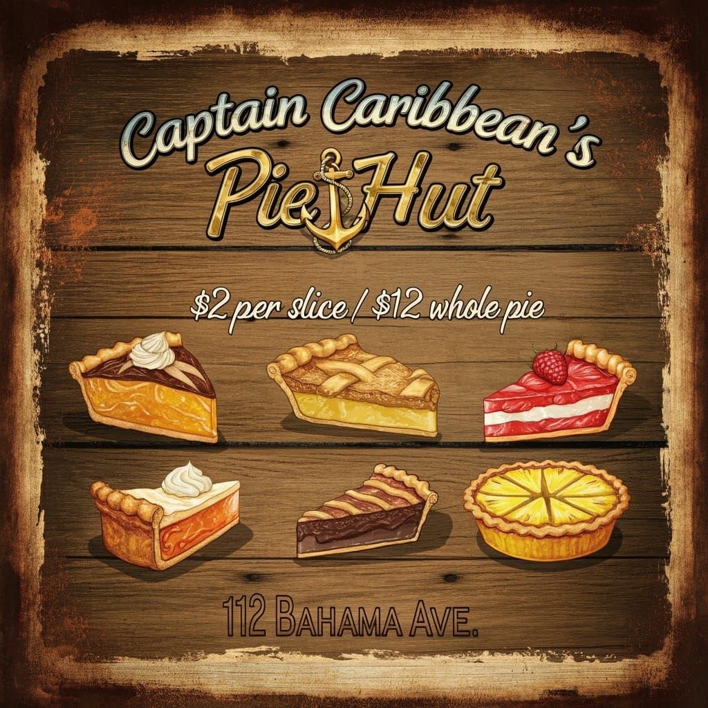 Vintage Pie Hut Menu in Impressionist Style