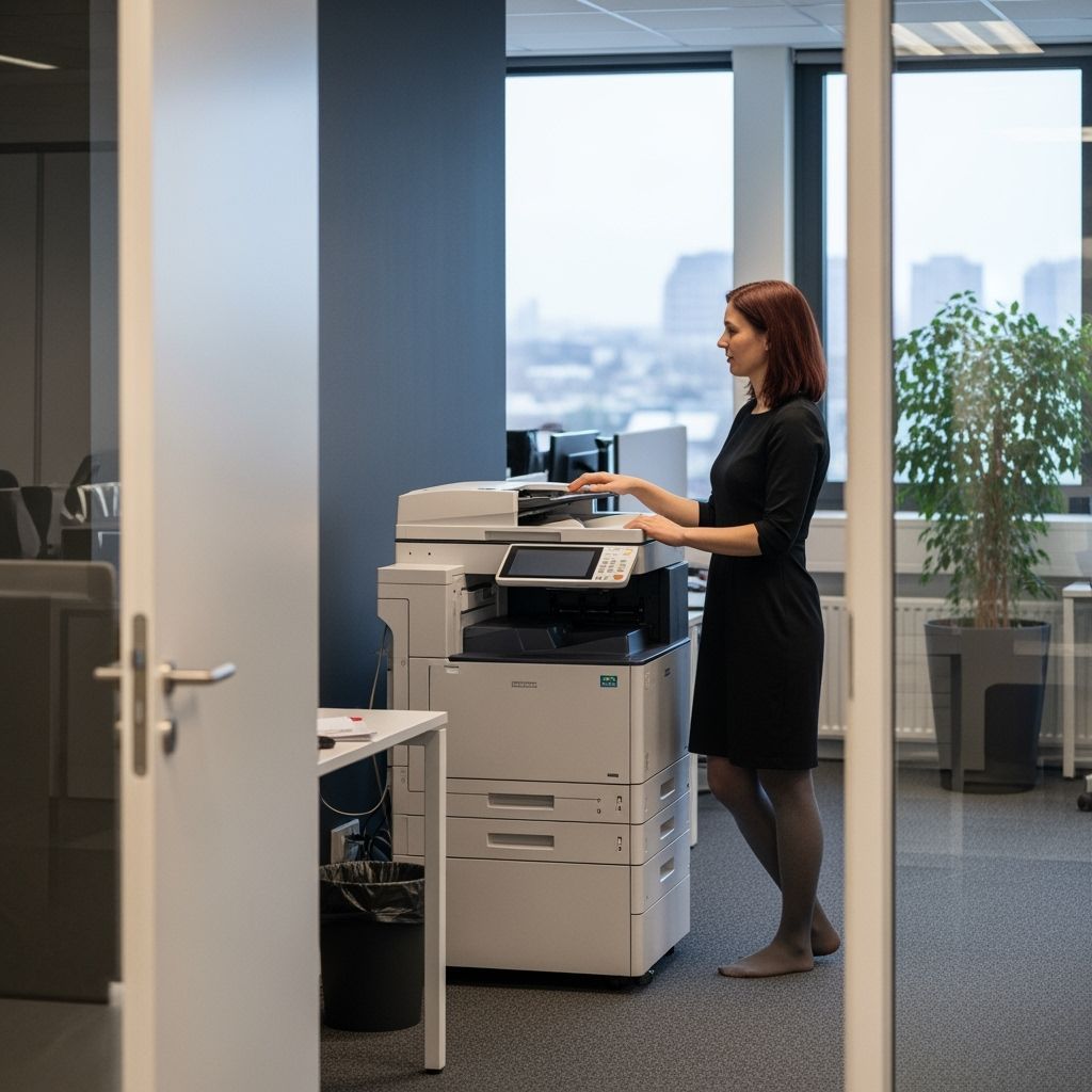 Candid Office Photo: Woman by Copier