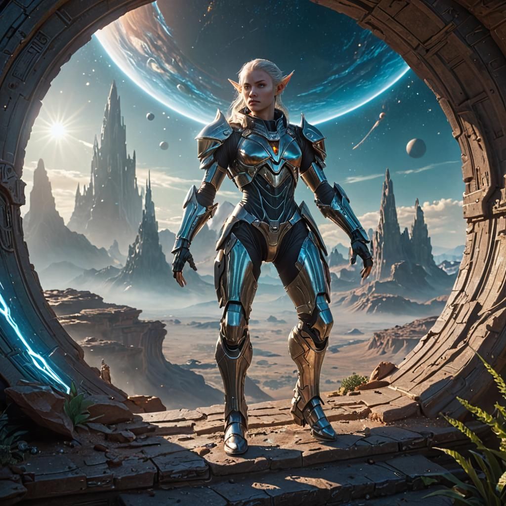 Armored Space Elf Arrives on Alien World