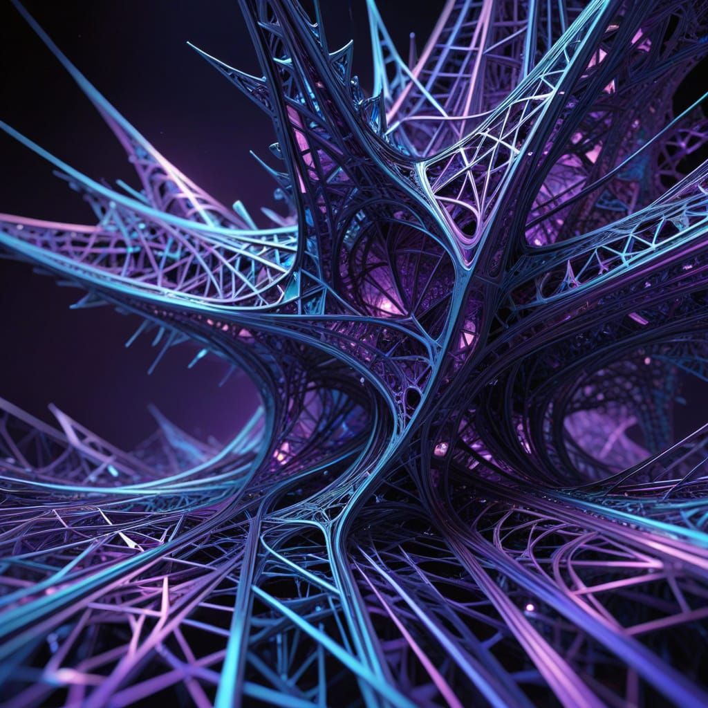 Futuristic Thread Structure Reaching Skyward in Metallic Col...