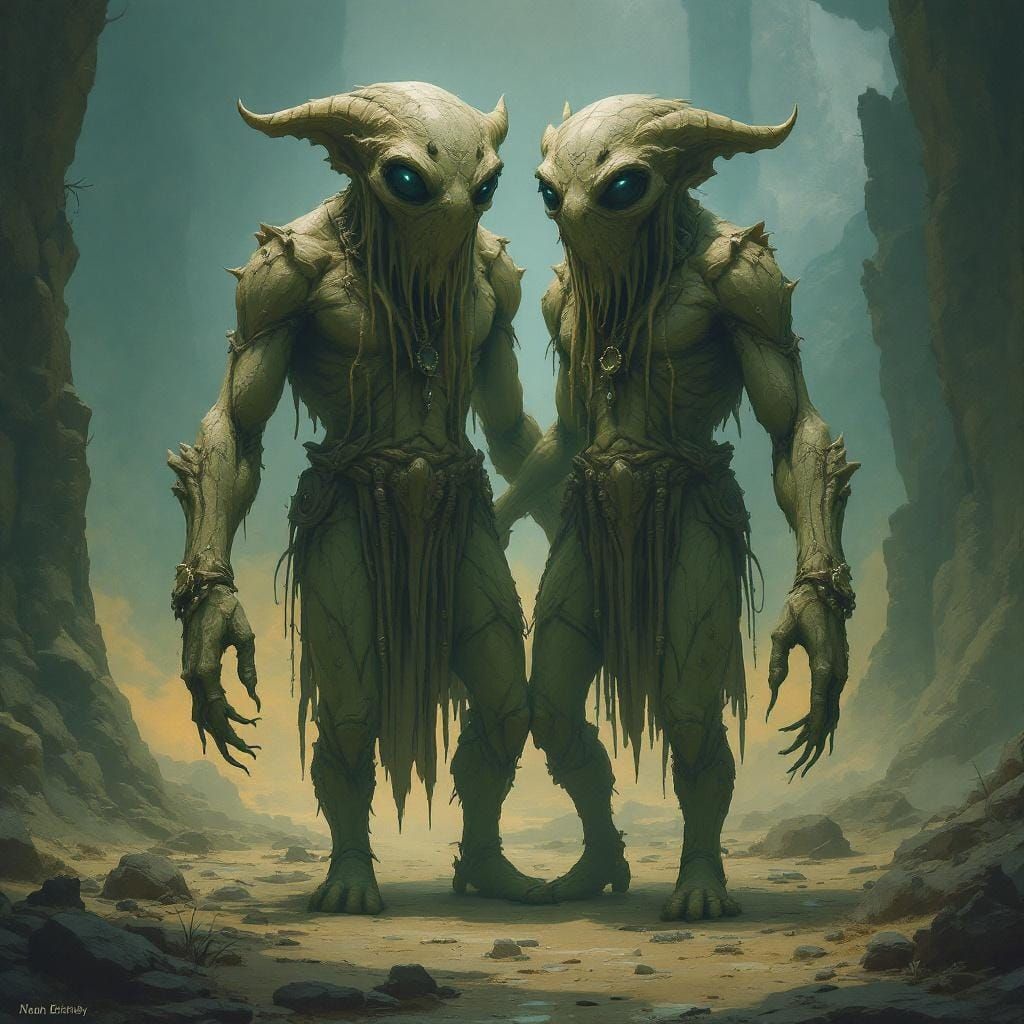 Interconnected Mythical Beings in Dreamlike Sculpture Art