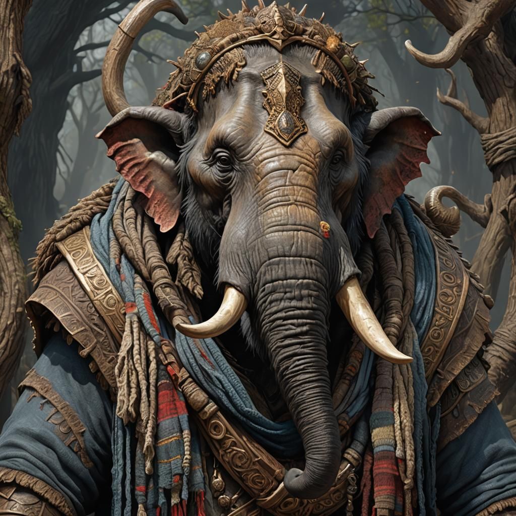 Grizzled Loxodon Mastodon Barbarian