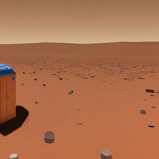 Porta Potty on Mars: Surreal Sci-Fi Scene