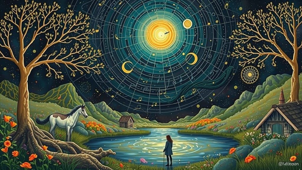 Cosmic Bio Art Collage in Vibrant Digital Style