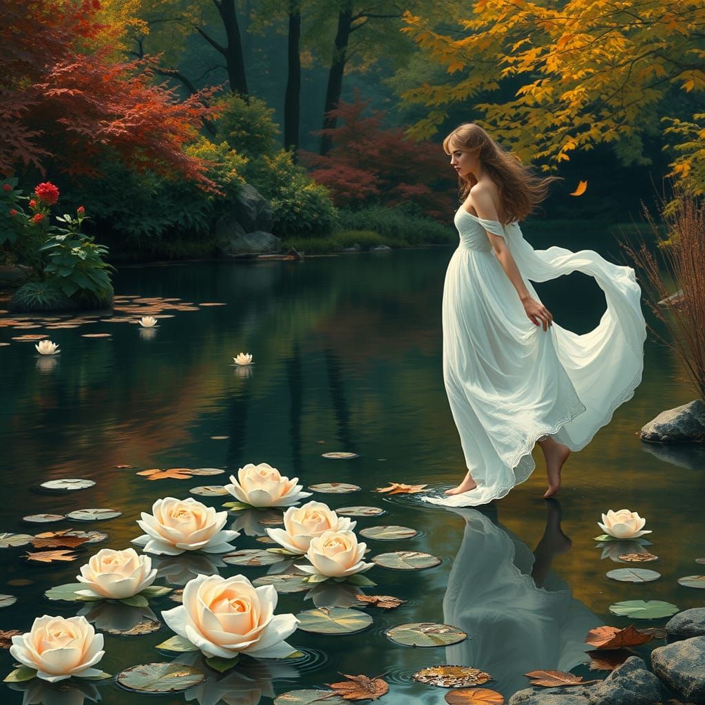 Woman with Crystal Roses in Art Nouveau Style