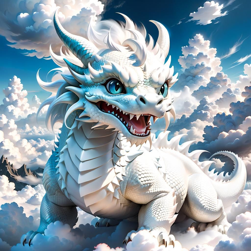 Adorable Cloud Dragon Portrait in Anime Style