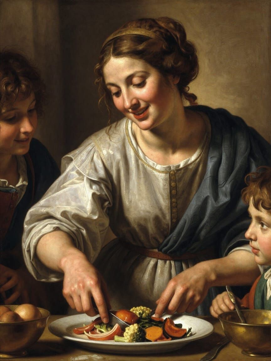 Tuscan Peasant Woman in Michelangelo Style