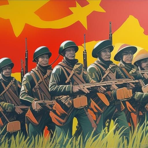 Vietnam War Soldiers in Art Deco Style