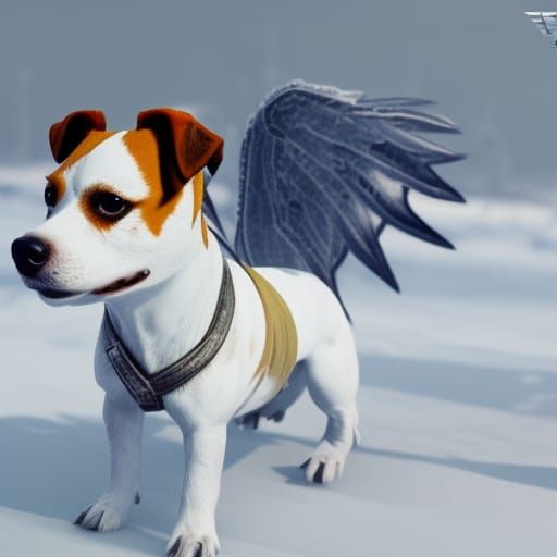 Jack Russell Terrier with Wintery Night Wings