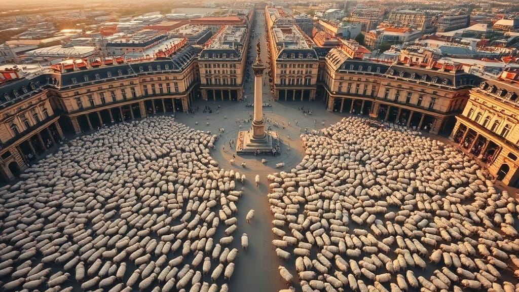 Sheep Roaming Place Vendôme: Romantic Hyperrealism