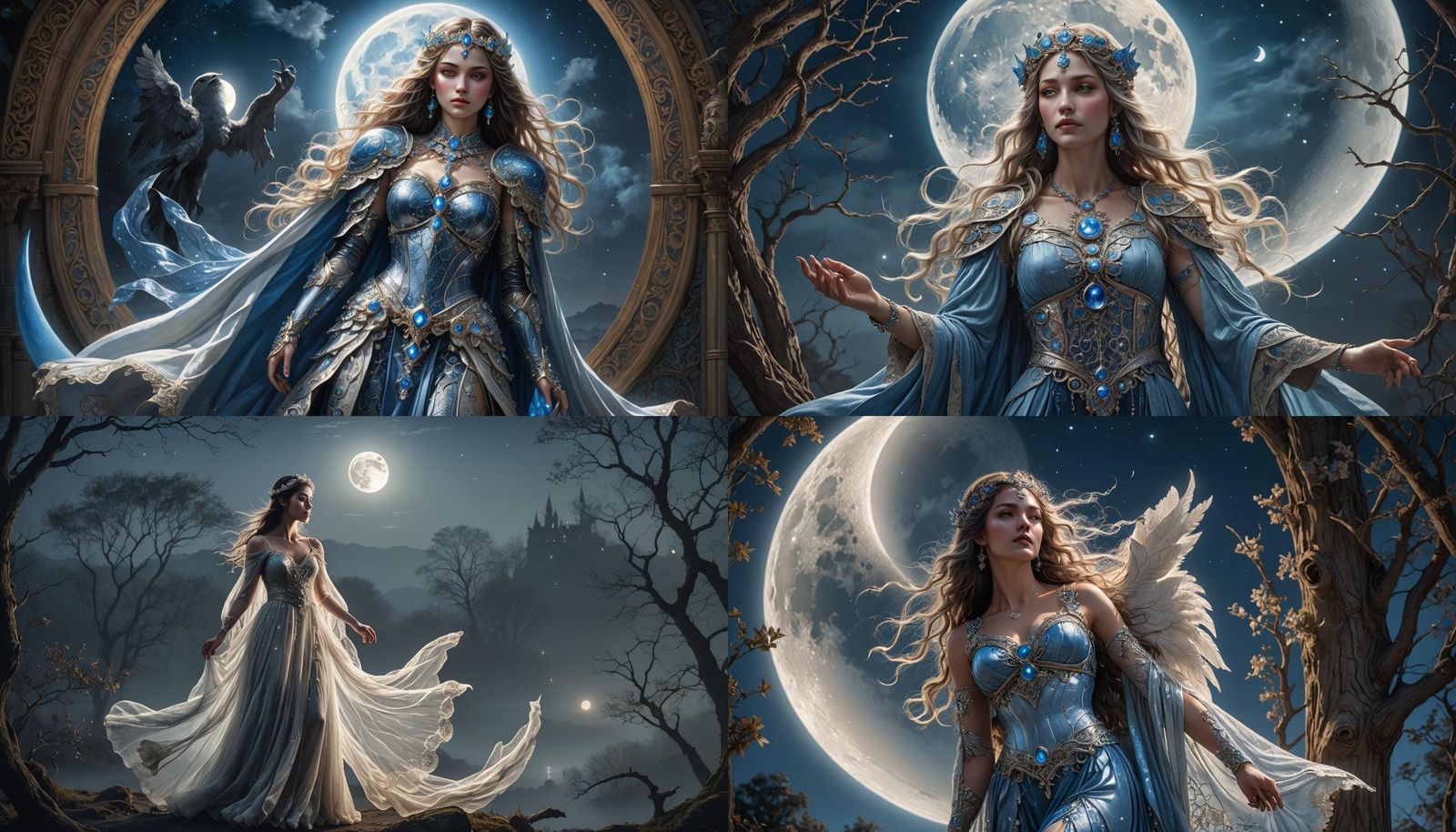 Moon Maiden in Blue Moonlight Fantasy